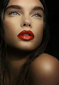 Image result for Brown Hair Red Lipstick