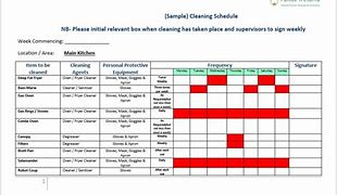 Image result for 5S Cleaning Schedule Example