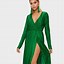 Image result for Green Long Sleeve Wrap Dress
