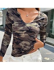 Image result for Old Navy Women's Long-Sleeve Loose Cropped Camo-Print Waffle-Knit Top - Pink - Tall Size M