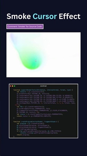 WebGL Smoke Cursor Effect with HTML, CSS & JavaScript 🔥 #Shorts