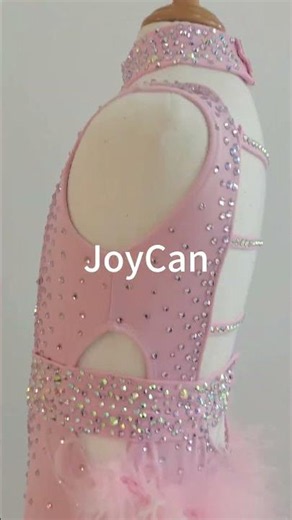 Rhinestone Choker Neck + Waist Cutout + Soft Feather Accents ✨ #joycan #dress #competitionleotard