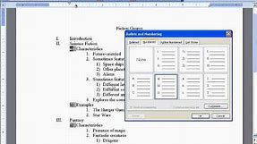 Creating an Outline Using Automatic Numbering in Microsoft Word