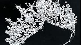 COCIDE Silver Crown for Women Baroque Queen Crown and Tiara for Women Crystal Headband Mermaid Crown Princess Tiaras Hair Accessories for Bride Party Bridesmaids Halloween Costume Cos-play Gift