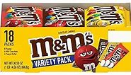 M&M'S Peanut, Peanut Butter & Milk Chocolate Variety Pack Full Size Milk Chocolate Candy Assortment, 30.58 oz 18 ct