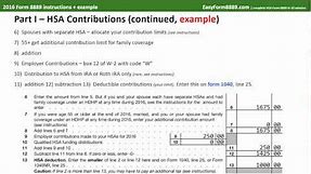 2016 HSA Form 8889 instructions and example
