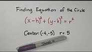 Pre Calculus: Finding the Equation of the Circle Given the Radius and Center