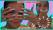 11 YEAR OLD GETS SUPER LONG ACRYLIC NAILS FOR THE FIRST TIME " SISTER FOREVER"