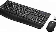 Wireless Keyboard and Mouse Combo, Full-Sized 2.4GHz Wireless Keyboard with Comfortable Palm Rest and Optical Wireless Mouse for Windows, Mac OS PC/Desktops/Computer/Laptops (Black)