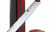 VG10 Slicing Knife, 12 inch Japanese Carving Knife Ultra Sharp Forged High Carbon Stainless Steel Long Brisket Knife For Meat Cutting BBQ Full Tang Kitchen Knives Ergonomic Handle Gift Box