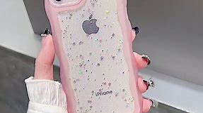 wzjgzdly Curly Wave Shape Case Compatible with iPhone 6 iPhone 6s, Bling Cute Clear Glitter Case for Women Slim Soft Slip Resistant Protective - White