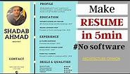 How To Make Architectural Resume in 5min | No Software Required | Professional CV | Hindi