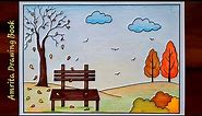 Autumn Season Drawing | Easy and Simple Autumn Season Drawing | Type of Seasons Drawing | Scenery