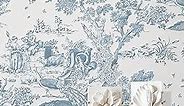 Peel and Stick Wallpaper Blue and White Wallpaper Toile Removable Self-Adhesive Wallpaper for Bedroom Bathroom Vintage Contact Paper for Walls Covering 16In×78.7In