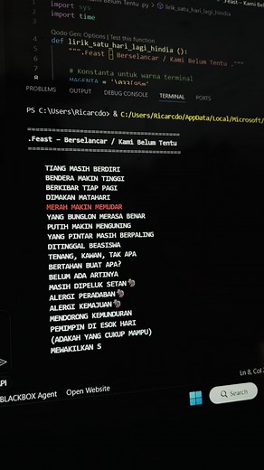 Teknik Informatika: Lirik Lagu Coding Python