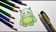 How to Draw a Cute Cartoon Monster Easy