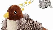 Gigwi Interactive Electronic Cat Toy, Automatic Chirping Bird Toy Squeaky with Feather Tail, Melody Chaser Toy for Cats to Play Alone, Play and Squeak Kitten Toy for Boredom