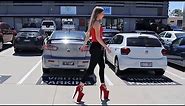 Review Try Out Gigantic Pleaser BEYOND-087FS Red Faux Suede 10 Inch High Heel Shoes Unbox By Bambi