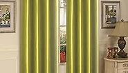 J&V TEXTILES 2 Panels Solid Grommet Faux Silk Window Curtain Drapes Treatment in 84" Length (Lime Green)*