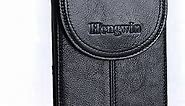 Hengwin Genuine Leather Phone Belt Holster for Samsung Galaxy S23 Ultra A13 A52 A42 A02s A03s Belt Case with Belt Clip Belt Loop Magnetic Cell Phone Holder Belt Pouch for 6.2-6.5 inches Phones (Black)