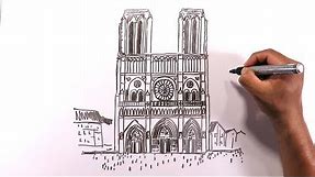 Cómo dibujar la Iglesia de Notre Dame en Paris