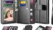 NJJEX Galaxy S23 Ultra Case, for Samsung Galaxy S23 Ultra Wallet Case, [9 Card Slots] PU Leather ID Credit Card Holder Folio Flip [Detachable] Kickstand Magnetic Phone Cover & Lanyard [Black]