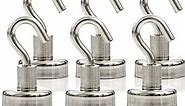 Strongman Tools Strong Magnetic Hooks Heavy Duty Magnet Hooks for Hanging - with Neodymium & Non Scratch Adhesive - Magnetic Hook for Cruise, Wall, Locker, Hanger and More - 6 Pack Set, 30 lbs