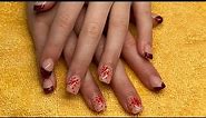 Nails Red Tips and Nude and Red Snowflakes Designs for Beginners