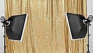 Eternal Beauty Sequin Backdrop 10x10, Glitter Photo Backdrop Curtain for Wedding Birthday Baby Shower Event Decor (Gold-10x10 Ft)