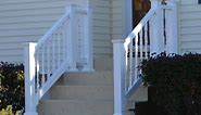 Vinyl Railing Attached To Concrete Patio & Stairs