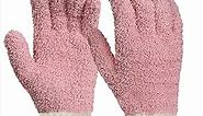 MIG4U Microfiber Dusting Gloves House Cleaning Glove for Blinds, Windows, Shutters, Furniture, and Car, Reusable Lint-Free Pink 1 Pair S/M