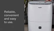 Whirlpool 50-Pint Portable Dehumidifier with 24-Hour Timer, Auto Shut-Off, Easy-Clean Filter, Auto-Restart and Wheels WHAD501CW
