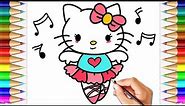 Hello Kitty Drawing as a Ballerina Dancer Easy Step by Step for Kids | Sanrio Characters