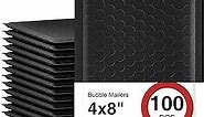 Fuxury Black Bubble Mailers 4x8" 100 Pack, Waterproof Padded Envelopes Self Seal Bubble Envelopes, Padded Mailers for Small Business, Envelope Mailers Usable Size 4x7"