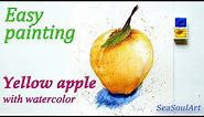 Easy Painting Yellow Apple. Fruit Illustration. Botanical Illustration