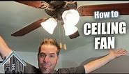 How-to Easy fan install, install 52" ceiling fan with light kit