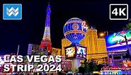 [4K] Las Vegas Strip at Night 2024 FULL Walking Tour Vlog & Travel Guide - Treadmill Workout