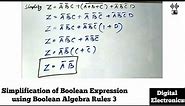 Simplification of Boolean Expression using Boolean Algebra Rules | Important Question 3