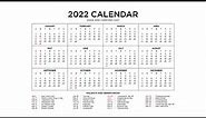 Year 2022 Calendar Printable with Holidays - Wiki Calendar