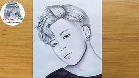 How to draw Jimin - BTS by one pencil || Pencil sketch || Drawing Tutorial
