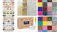 Bracelet Making Kit, 10,000 Pcs Polymer Clay Beads, 48 Colors Round Letter Beads Jewelry Making Kit Friendship Bracelets Heshi Beads with Charms Strings Crafts Gift for Girls Adults