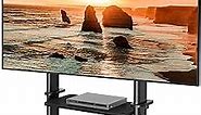 Mobile TV Cart Rolling TV Stand with Wheels for 55-100 Inch LCD LED Flat Curved Screens up to 250 lbs, Max VESA800x600 mm Heavy Duty Portable Floor TV Stand Large Base Trolley Height Adjustable