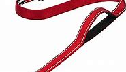 PetiFine 4FT Heavy Duty Dog Leash with Soft Padded Double Handle, Durable Strong Clasp Dog Leashes, Reflective Nylon Walking Lead for Large,Medium,Small Breed Dogs, Red