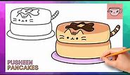 How To Draw Pusheen Cat - Fluffy Pancakes | Cute Easy Step By Step Drawing Tutorial