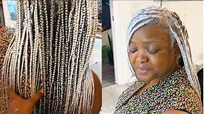 KNOTLESS BOX BRAIDS ON THICK HAIR | GRAY BRAIDS