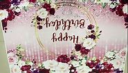 Floral Happy Birthday Backdrop for Women 7x5FT Burgundy Flowers Rose Gold Glitter Bokeh Photography Background Girls Birthday Party Cake Table Decorations Photo Shoot Banner Props (84x60 inch)