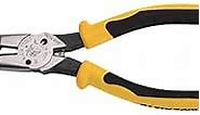 Klein Tools J206-8C Long Nose All-Purpose Spring Loaded Pliers, Made in USA, Forged Steel with Dual Material Journeyman Handles, Yellow/Black