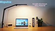 Desk Lamp with Clamp, Long Clip on Lights for Home Office, 3 Modes x 10 Brightness, Swing Arm Ring Clamp Task Table Lamps with Adapter, Black