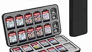FYY Nintendo Switch Game Case - Black Nintendo Switch Game Holder for Nintendo Switch Cartridge Case with 24 Game Card Slots & 48 Micro SD Card Slots, Switch Card Case- Hard Shell, Silicone Lining