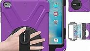 BRAECN iPad Mini5 Shockproof Case Three Layer Drop Protection Rugged Protective Heavy Duty iPad Mini4 Case with 360 Degree Swivel Stand/Hand Strap and Shoulder Strap for iPad Mini 5/4 Case (Purple)